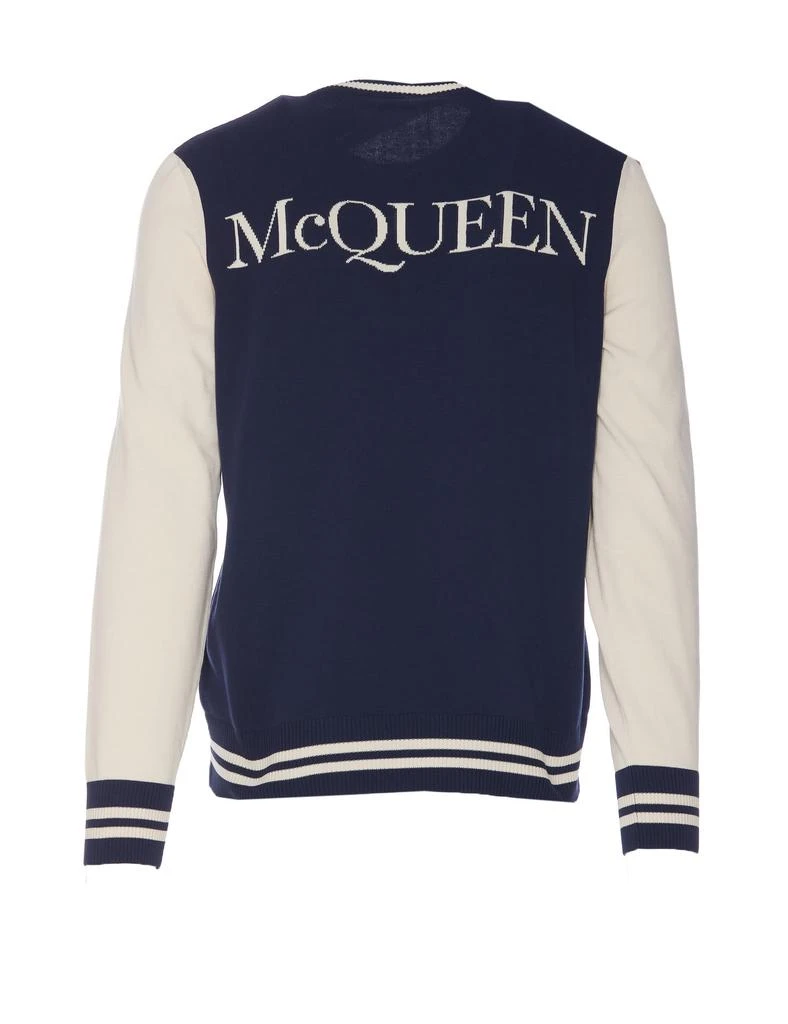 Alexander McQueen Blue And White Pullover With Embroidered Logo 2