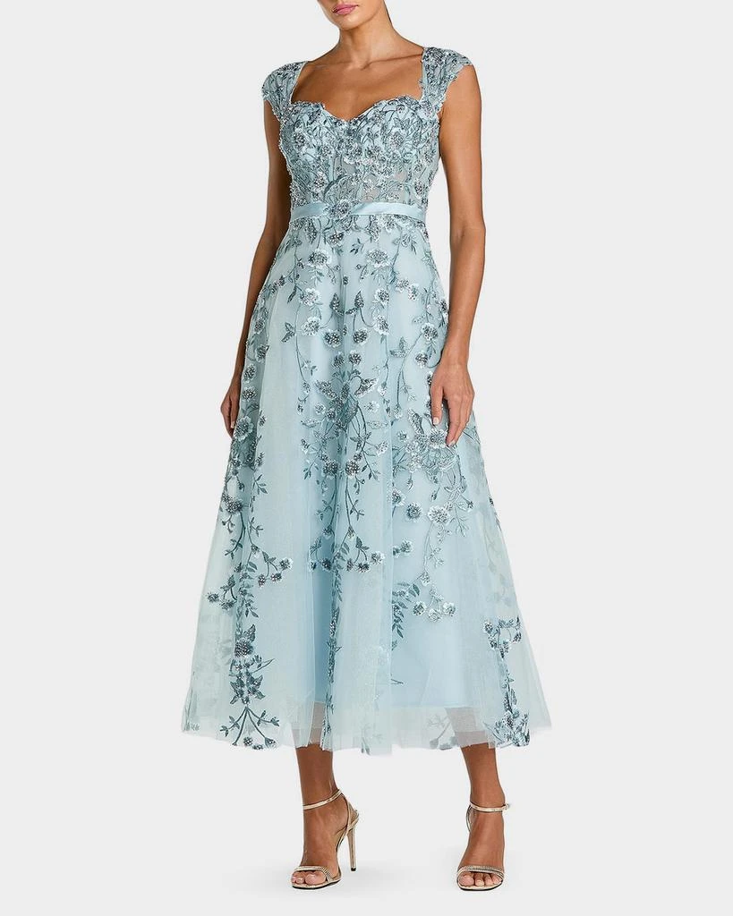 Mac Duggal Floral-Embroidered Sweetheart Gown