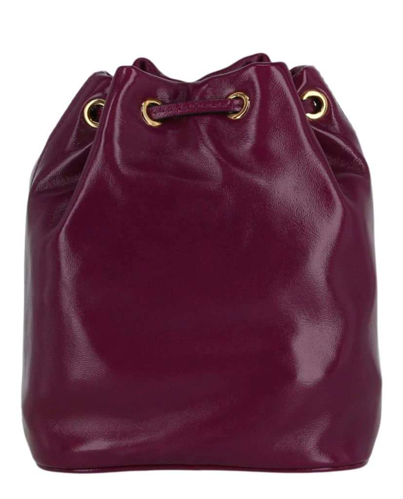 Moschino Logo Embossed Coated Leather Bucket Bag 5