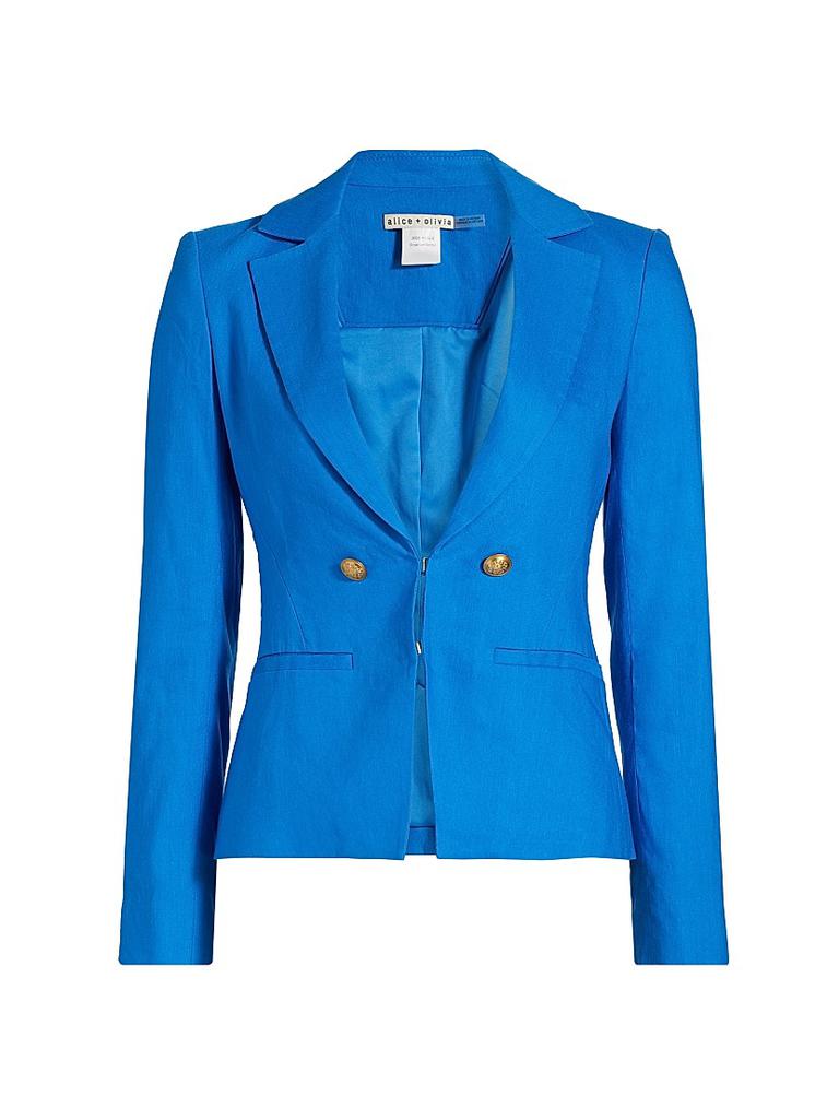 Alice + Olivia Mya Linen-Blend Fitted Blazer