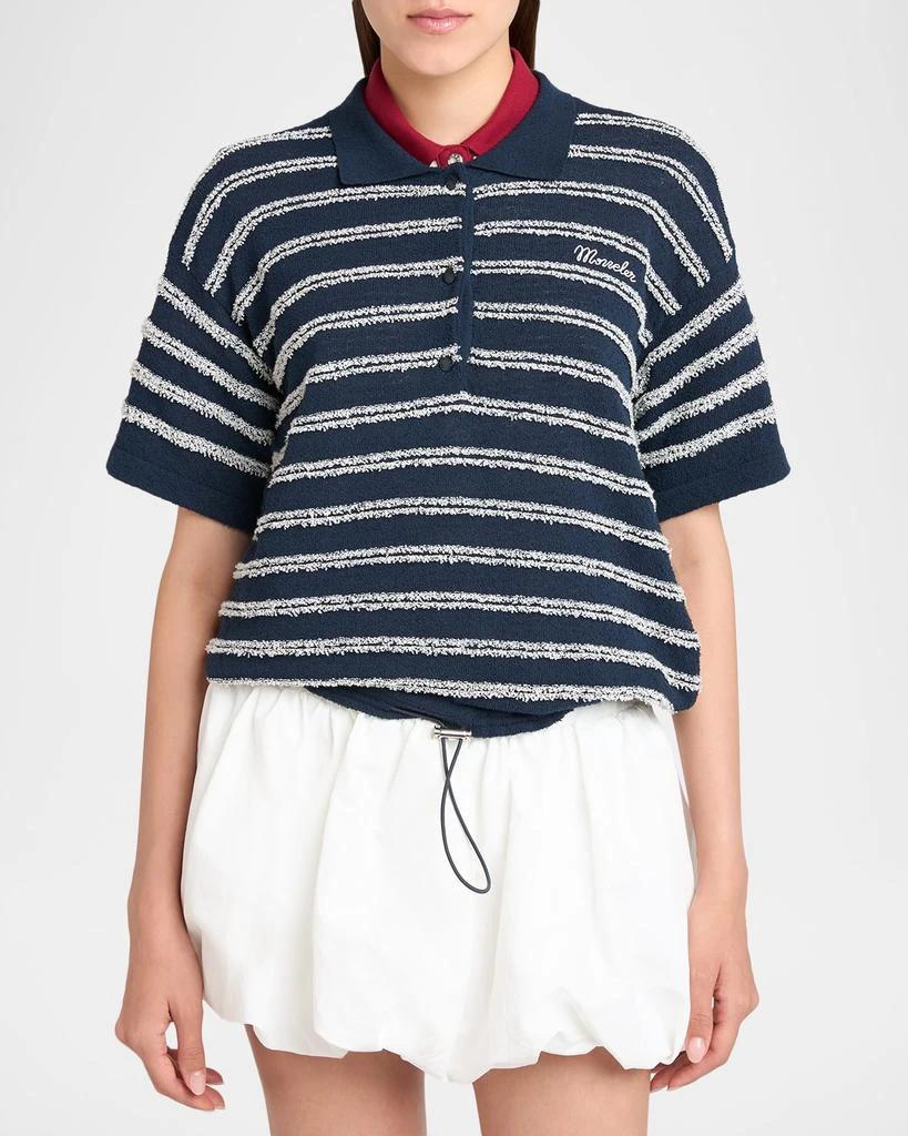 Moncler Short-Sleeve Cotton Terry Polo Top 4
