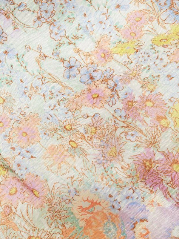 Zimmermann Floral Silk & Linen Bralette-Style Dress 5