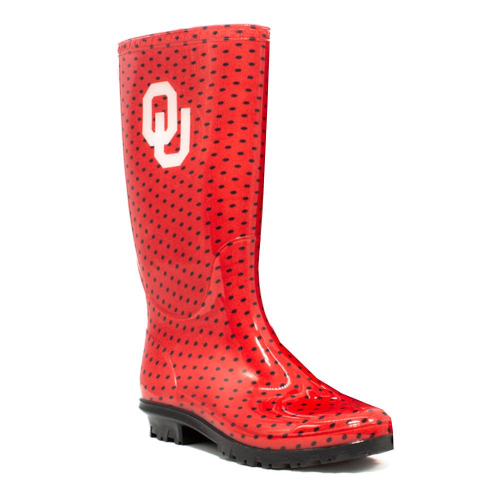 Gameday Boots University of Oklahoma Polka Dot Round Toe Rain Boots