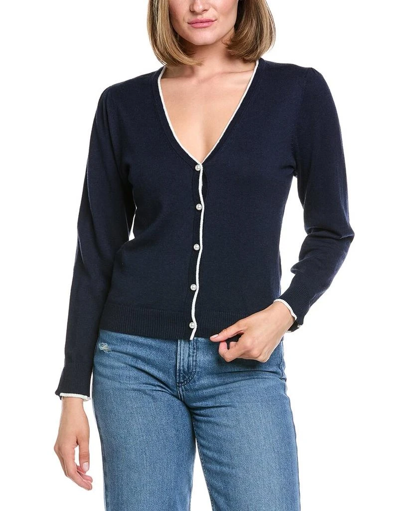Hannah Rose Pearl Button Trimmed Cashmere-Blend Cardigan