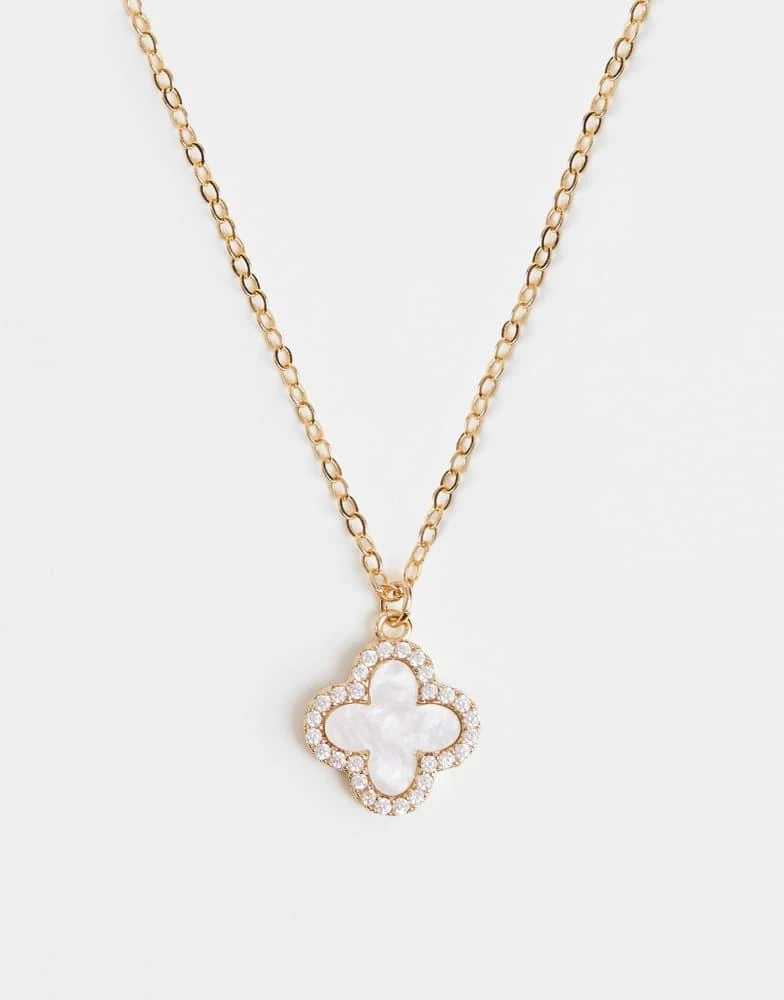 Accessorize Accessorize Z clover pendant necklace in 14k gold plated 2