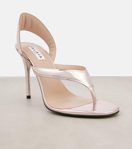 Alaïa Infradito mirrored leather thong sandals - Sandals