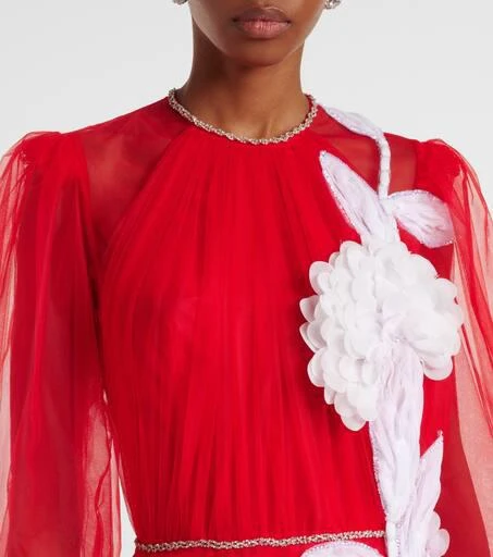 Costarellos Floral appliqué tulle gown 4