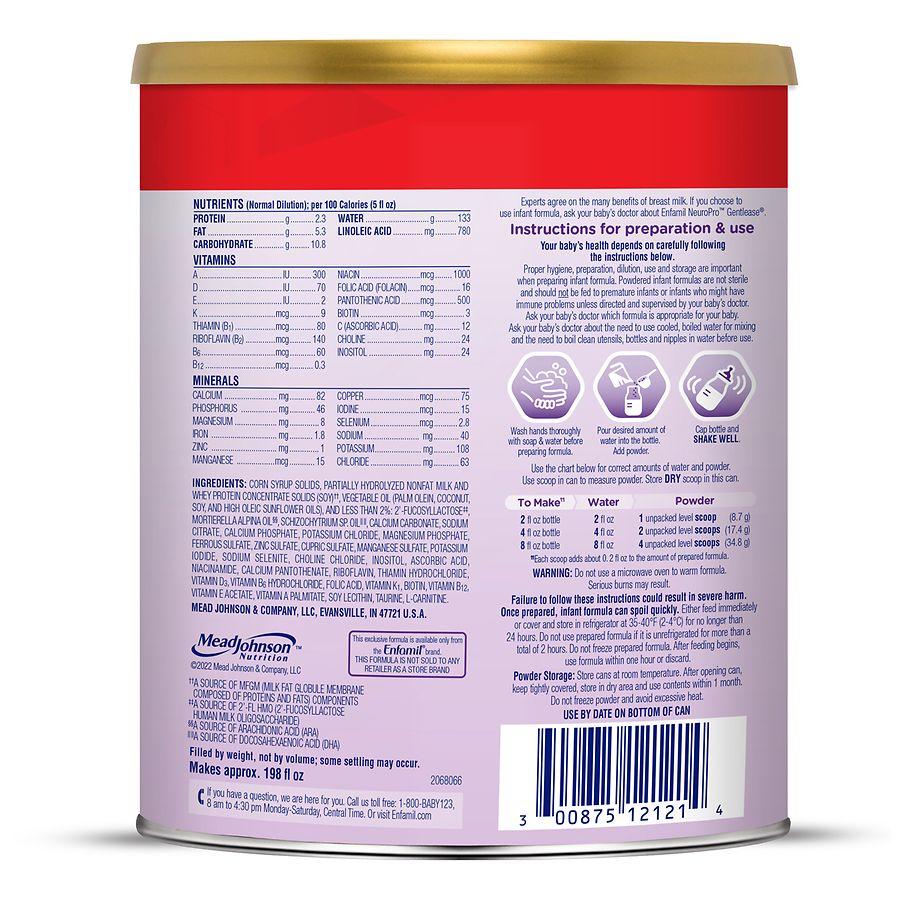 Enfamil Neuropro Gentlease Baby Formula Powder Can