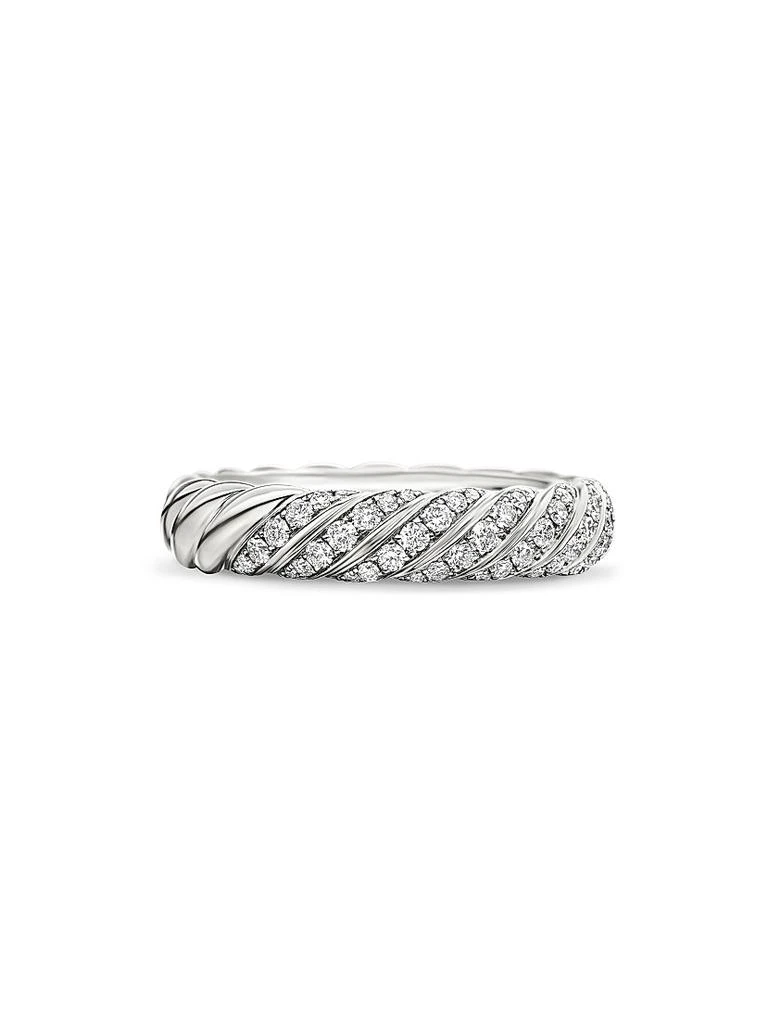 David Yurman Sculpted Cable Band Ring In 18K White Gold