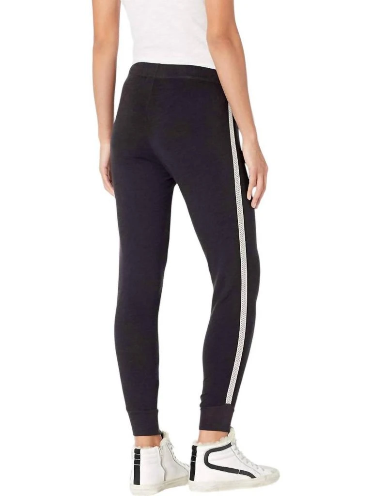 Monrow Skinny Sweatpants With Chevron Trim In Faded Black 2