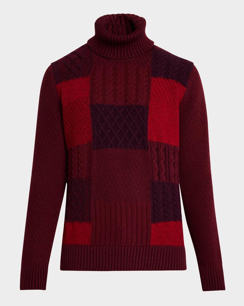 BUGATCHI Men's Patchwork Knit Turtleneck