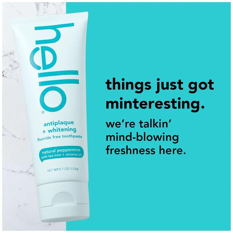 Hello Fluoride Free Toothpaste, Antiplaque + Whitening Tea Tree 3