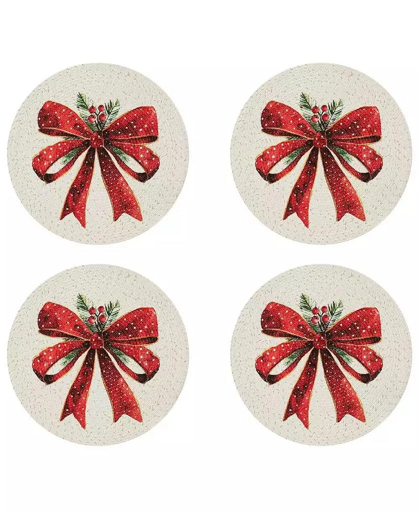 Avanti Christmas Ribbon Round Braided Placemats, Set of 4