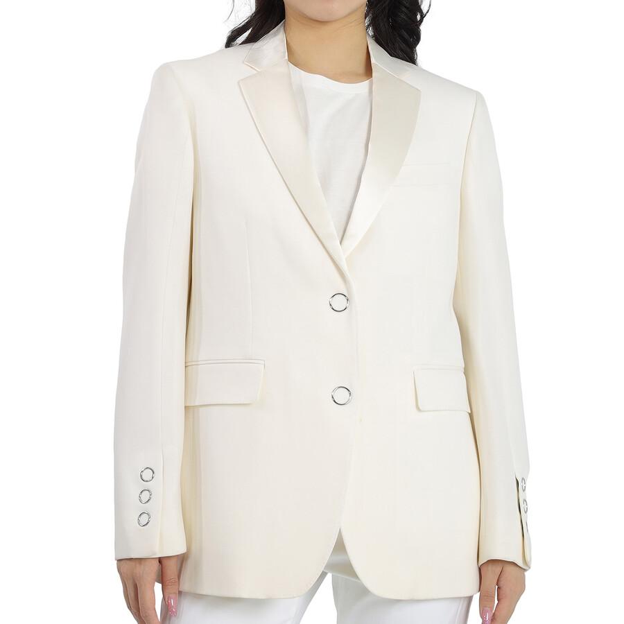 Burberry Open Box - Burberry Ladies Natural White Caratown Single-Breasted Blazer
