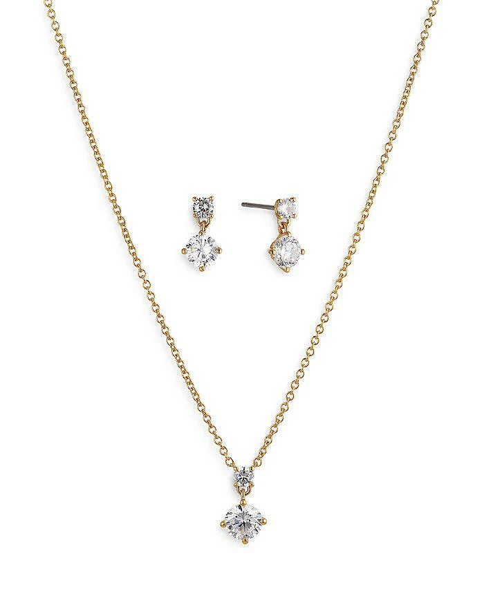 Nadri Bridesmaids Drop Earrings & Pendant Necklace Solitaire Set 1