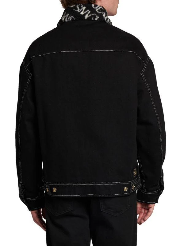 Versace Faux Fur Trim Denim Trucker Jacket 2