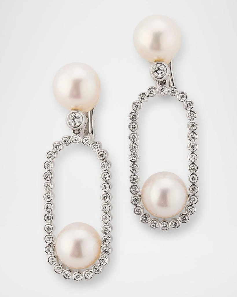 BELPEARL 18K White Gold Diamond and South Sea Cultured Pearl Earrings 1