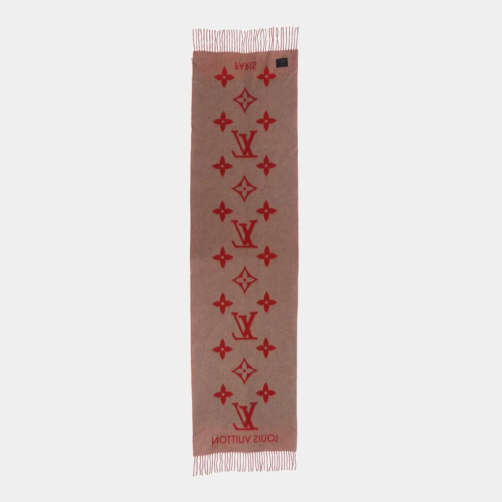 Louis Vuitton Louis Vuitton Red/Brown Monogram Cashmere Scarf 2