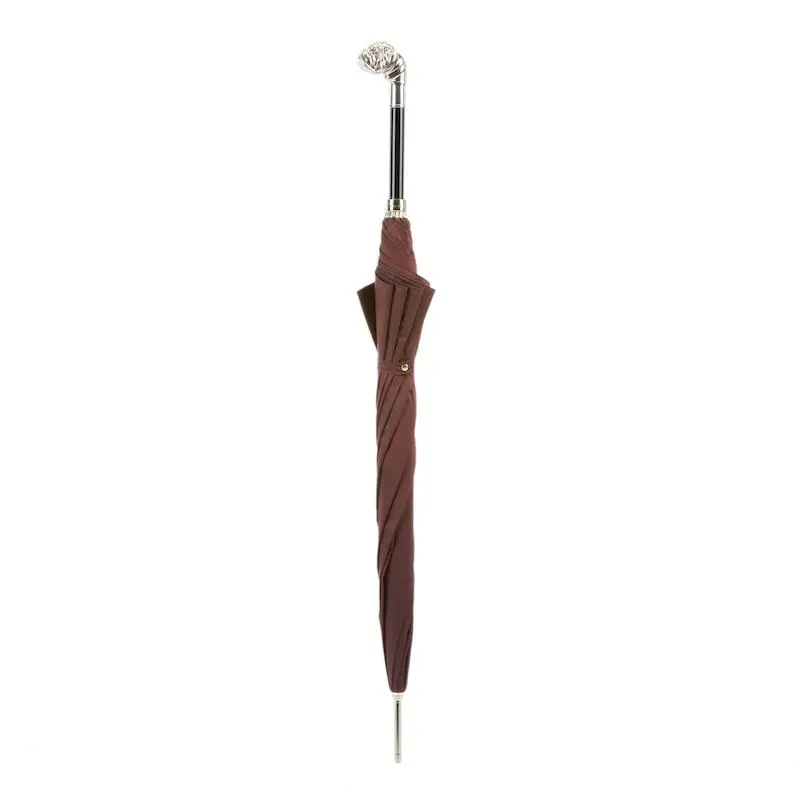 PASOTTI Pasotti Oxblood Luxury Umbrella with Silver Bulldog Handle 2