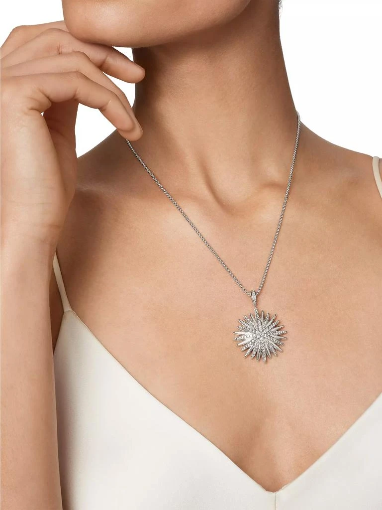 David Yurman Starburst Pendant Necklace in Sterling Silver with Diamonds, 32mm 6
