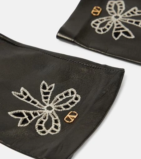 Valentino VLogo Signature embroidered leather gloves 2