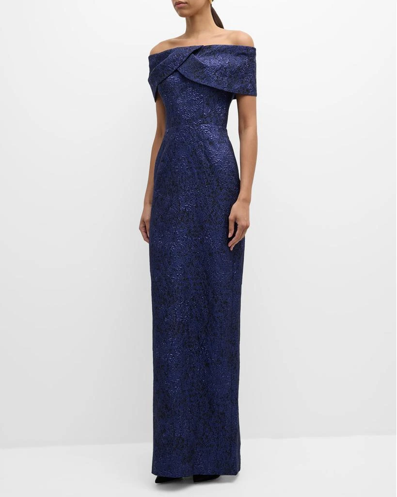 Teri Jon Off-Shoulder Jacquard Column Gown 3
