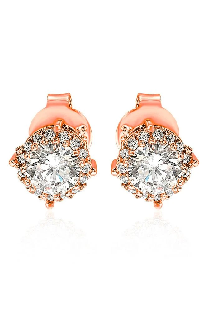 Suzy Levian Rose Sterling Silver CZ Stud Earrings