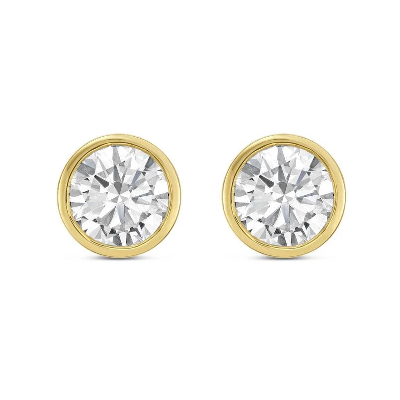 Diana M Jewels 14KT YELLOW GOLD LAB GROWN ROUND STUDS IN A BEZEL SETTING WEIGHING 4.00 CTS TW