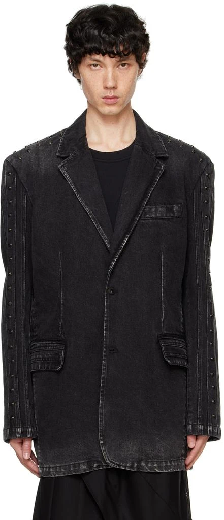 Feng Chen Wang Black Paneled Denim Blazer 1