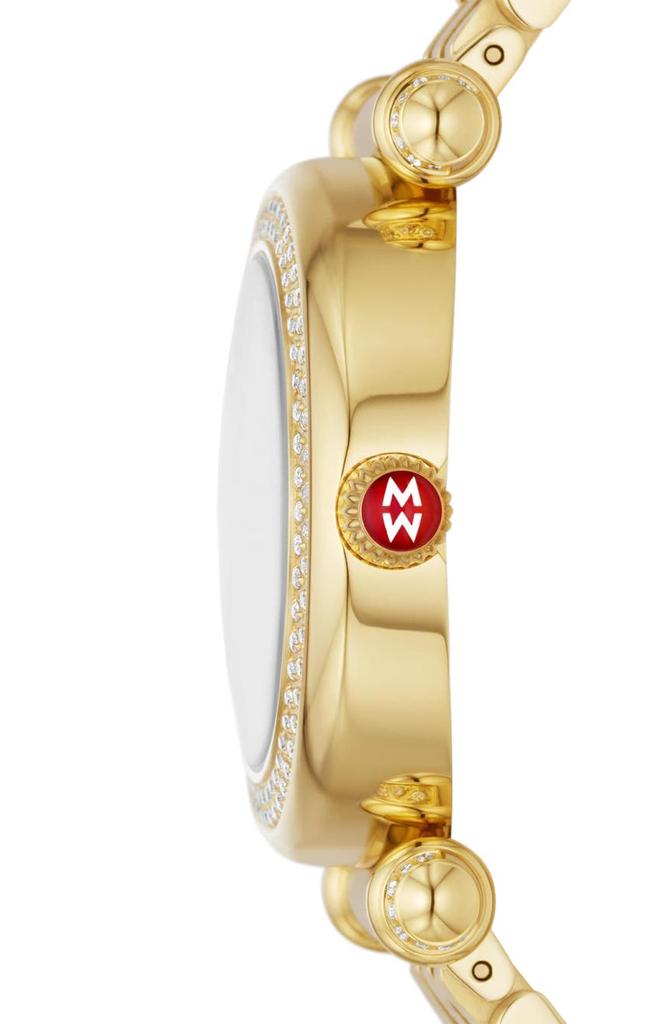 MICHELE 18K Gold Plated Caber Three-Hand Diamond Bracelet Watch, 35mm - 0.35 ctw
