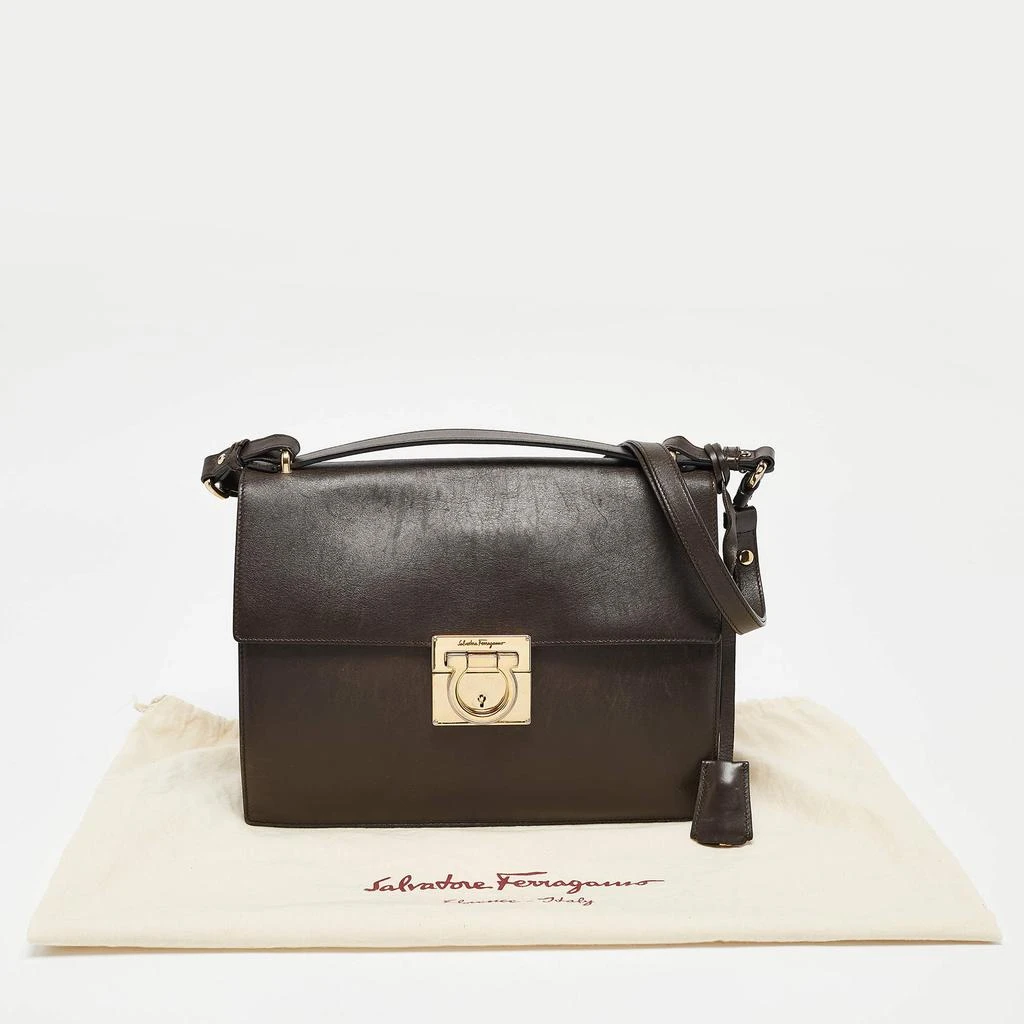 Salvatore Ferragamo Salvatore Ferragamo Dark Brown Leather Gancio Shoulder Bag 18