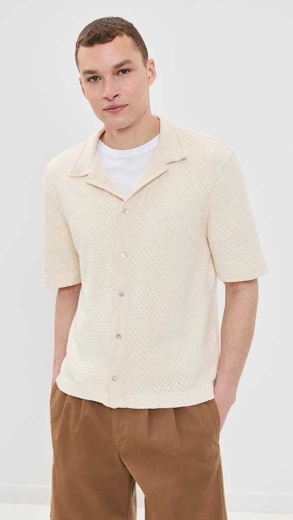 Officine Générale Kai Textured Button Down Polo