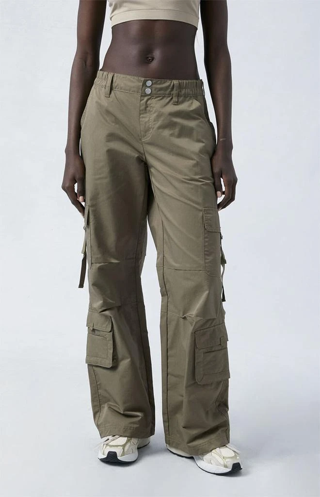 PacSun Green Elastic Waist D-Ring Cargo Pants 1