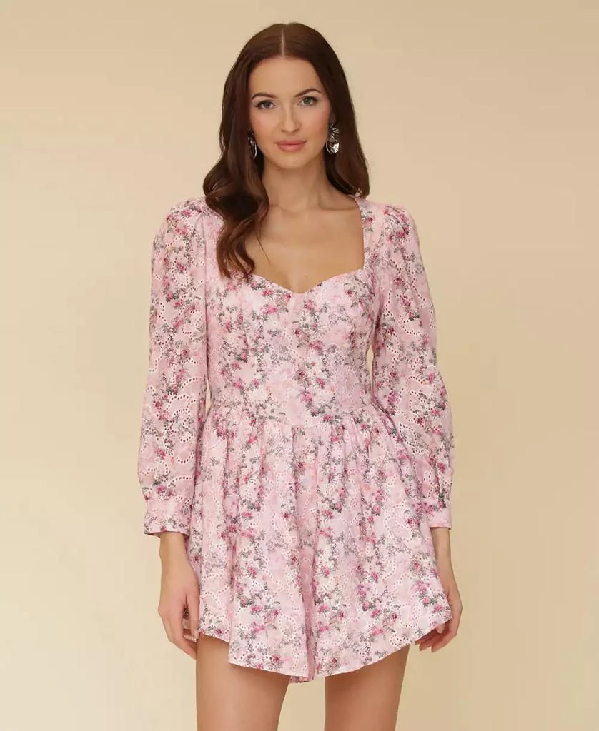 Avec Les Filles Women's Floral Puff-Sleeve Mini Dress 2
