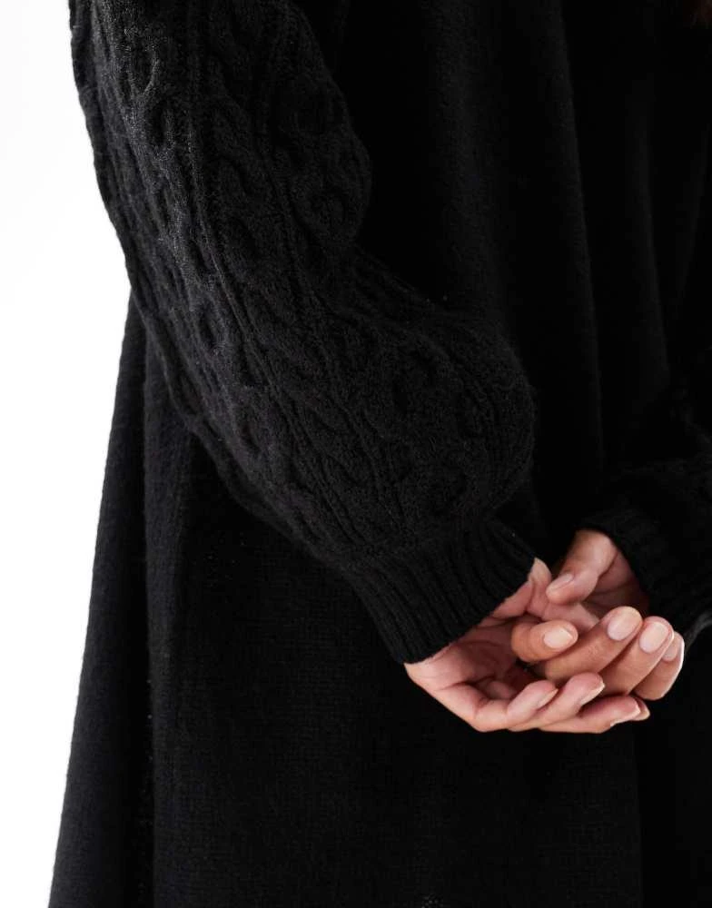 Threadbare Threadbare Petite cable knit longline cardigan in black 3