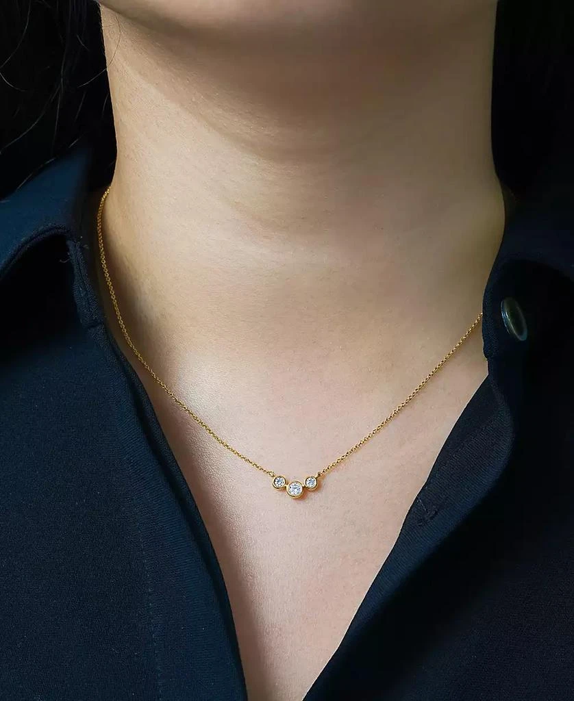 Wrapped Diamond Triple Bezel 17" Pendant Necklace (1/4 ct. t.w.) in 10k Gold, Created for Macy's 2