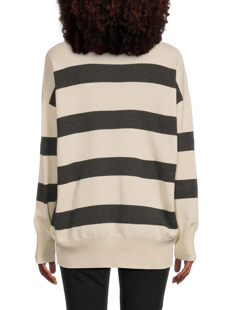 Brunello Cucinelli Striped Wool-Cashmere-Blend Oversized Sweater 2