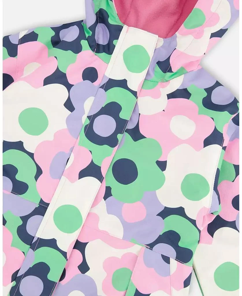 Deux par Deux Toddler Girls Mid-Season Jacket Black Printed Flowers 5