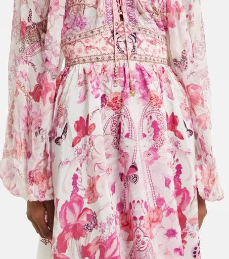 Camilla Gathered floral silk minidress 5