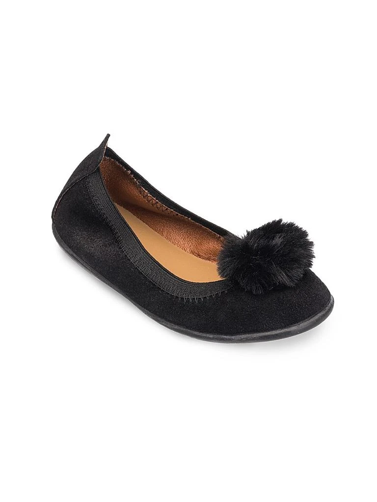 Elephantito Little Girl's & Girl's Suede Pom Pom Flats 1