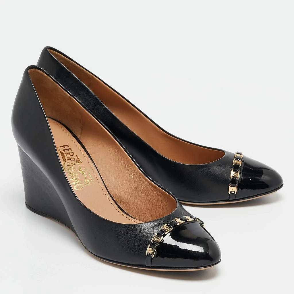 Salvatore Ferragamo Salvatore Ferragamo Black Leather Nana Wedge Pumps Size 40 4