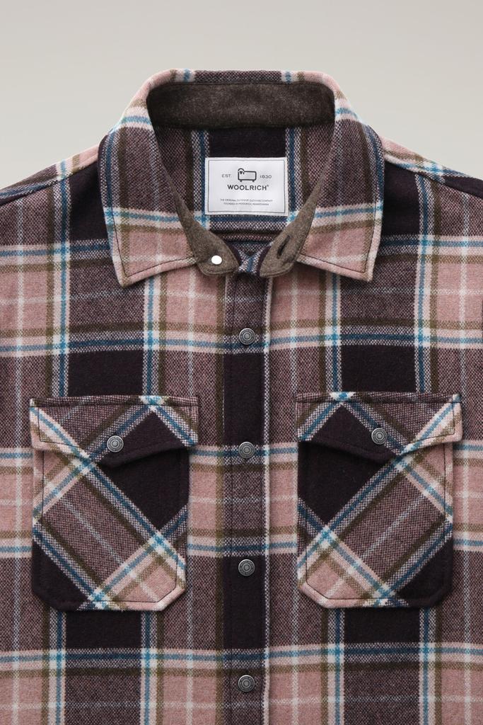 Woolrich Alaskan Check Overshirt in Recycled Italian Wool Blend - Men - Gray