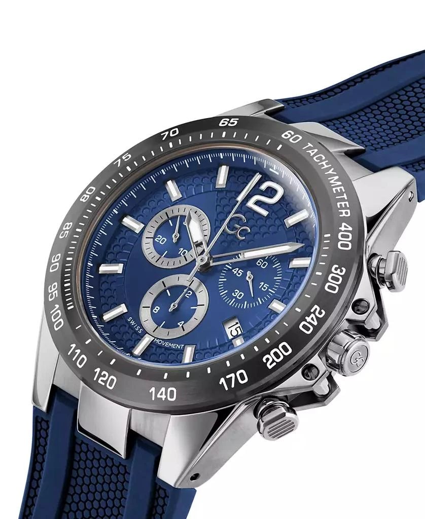 GUESS Gc Audacious Men's Swiss Silver-Tone Stainless Steel Strap Watch 44mm 5