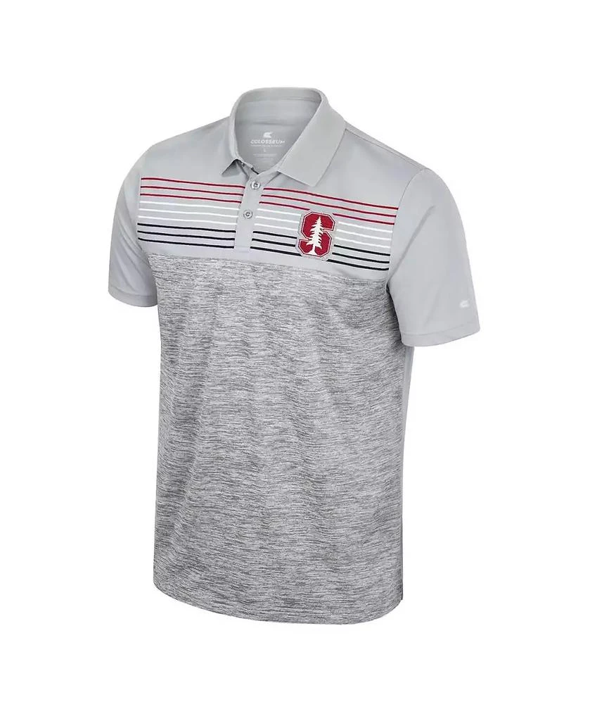 Colosseum Men's Gray Stanford Cardinal Cybernetic Polo Shirt 2