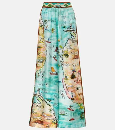 ALÉMAIS Swell printed silk twill pants 1