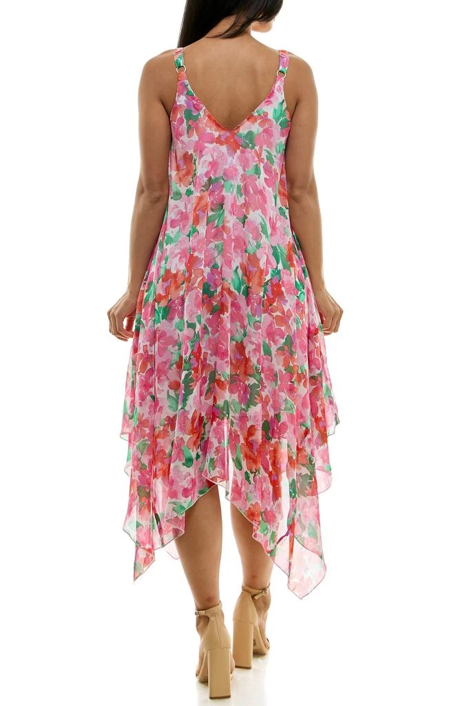 Nina Leonard Patterned Handkerchief Hem Dress 2