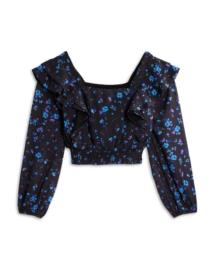 AQUA Girls' Long Sleeve Ruffle Cropped Top, Little Kid, Big Kid - Exclusive 1