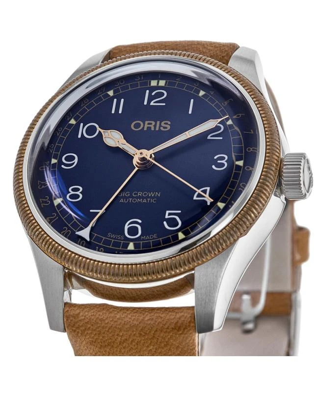 Oris Oris Big Crown Pointer Date Automatic Blue Dial Leather Strap Unisex Watch 01 754 7749 4365-07 5 17 66 3