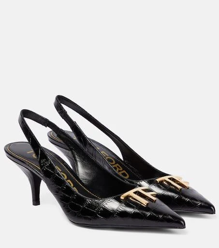 Tom Ford TF croc-effect leather slingback pumps 1