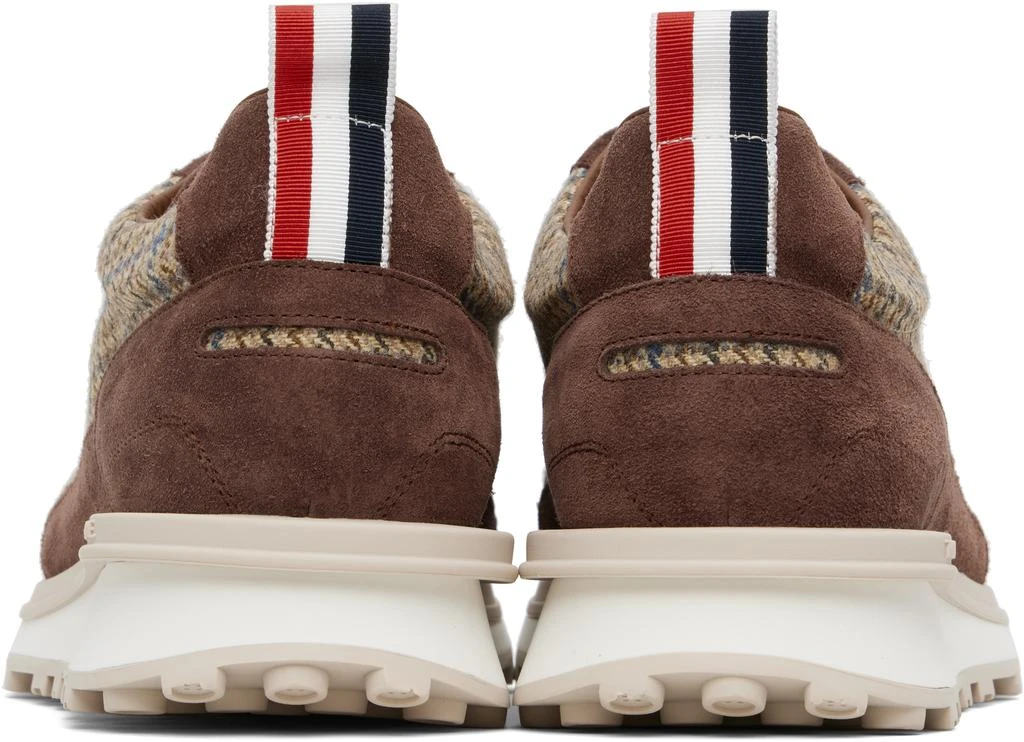 Thom Browne Brown 
Beige Gunclub Check Tweed Alumni Sneakers 2